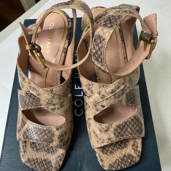 Cole Haan Reina City Sandal - Sahara Snake Leather, Size 8B, 3 1/2 Heel - Picture 2 of 10